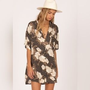 Amuse Society Black and Cream Button Down Dress